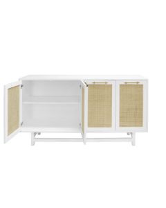 Macon White Lacquer & Brass Cabinet