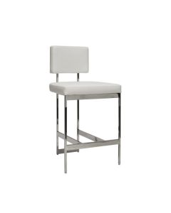 Baylor Nickel Counter Stool with White Vinyl Cushion